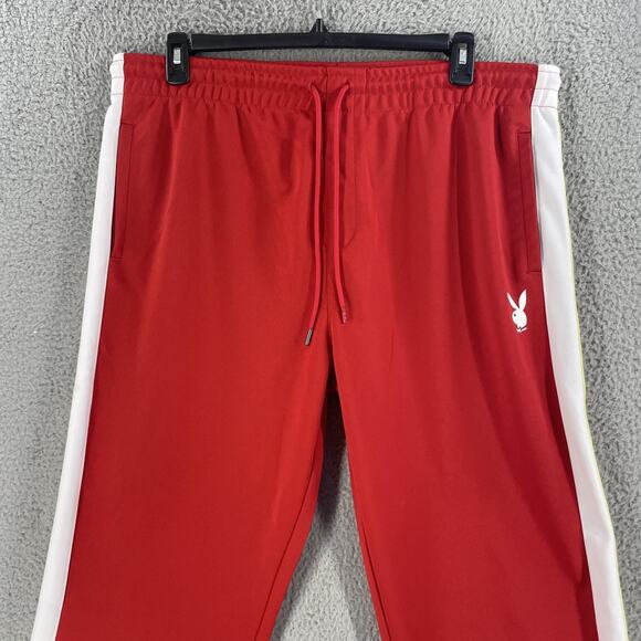 Vtg Playboy PacSun Track Pants Mens 2XL Red Side Stripe Athletic Bunny Logo - Picture 12 of 13